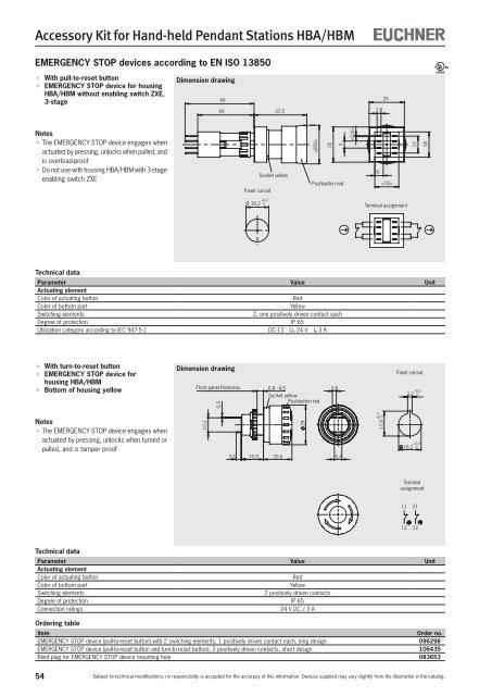 Hand-held Pendant Stations - EUCHNER GmbH + Co. KG