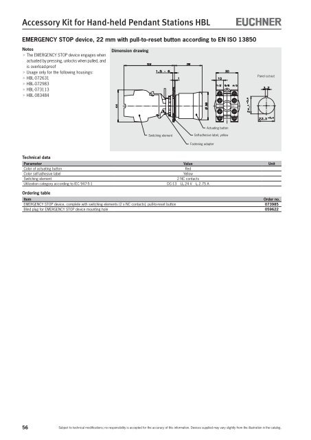 Hand-held Pendant Stations - EUCHNER GmbH + Co. KG