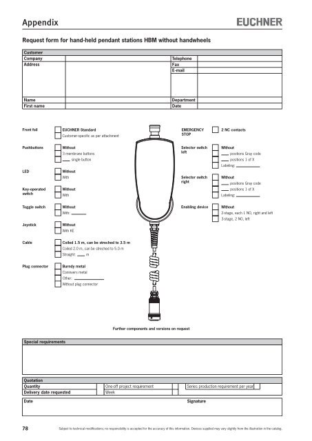 Hand-held Pendant Stations - EUCHNER GmbH + Co. KG