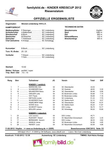 familybild.de - KINDER KREISCUP 2012 Riesenslalom ... - Ski alpin