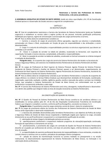 mt-lei complementar 389-2010 - sejudh - Governo do Estado de ...