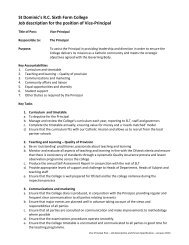 St Dominic's R.C. Sixth Form College Job description for the position ...