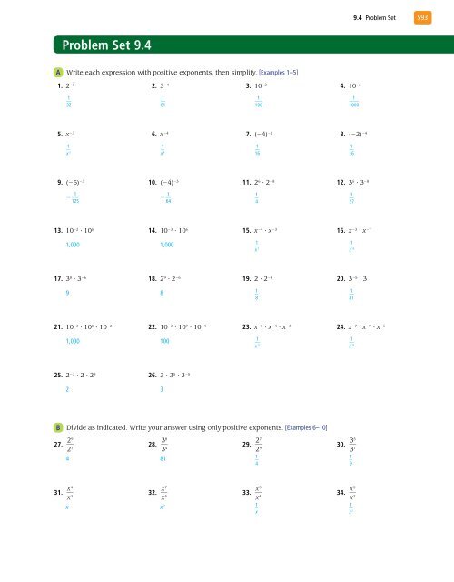 Exponents and Polynomials - XYZ Custom Plus