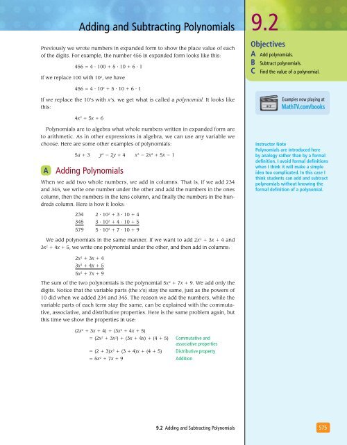 Exponents and Polynomials - XYZ Custom Plus