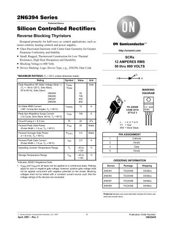 2N6394 Series Silicon Controlled Rectifiers - EDG uchicago