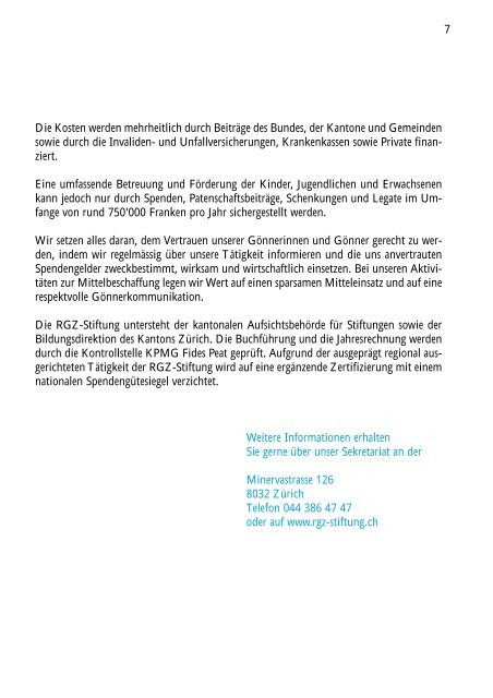 Einblicke - RGZ Stiftung, zugunsten cerebral GelÃ¤hmter