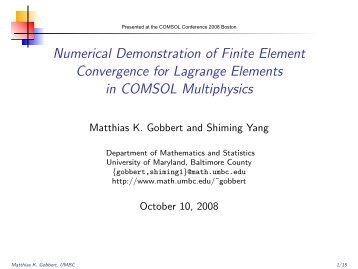 Numerical Demonstration of Finite Element ... - COMSOL.com