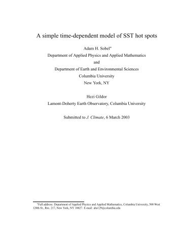 A simple time-dependent model of SST hot spots