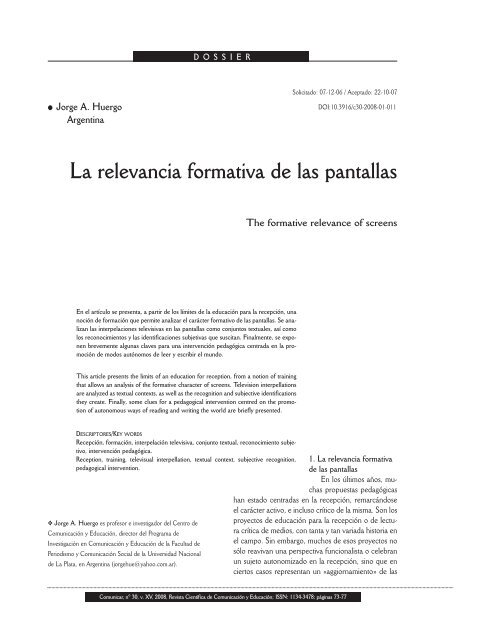 Audiencias y pantallas en América - Revista Comunicar