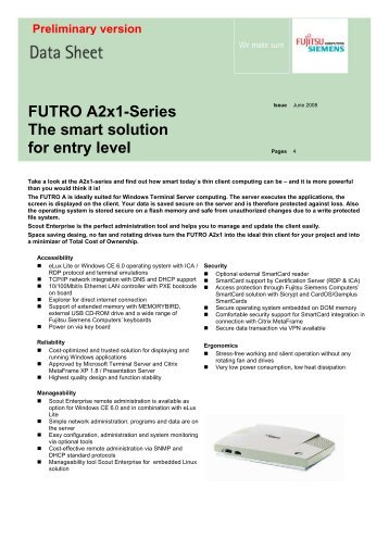 FUTRO A2x1-Series The smart solution for entry level - Fujitsu