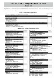 STATIONERY REQUIREMENTS 2012 Year 11 - Seaview High School