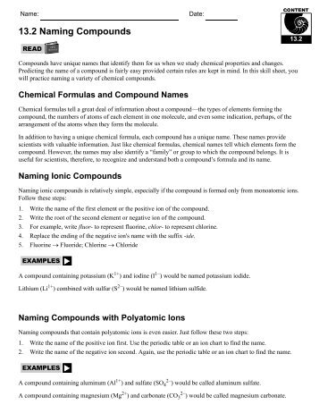 13.2 Naming Compounds - CPO Science