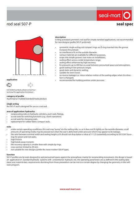 seal spec rod seal S07-P - seal-mart