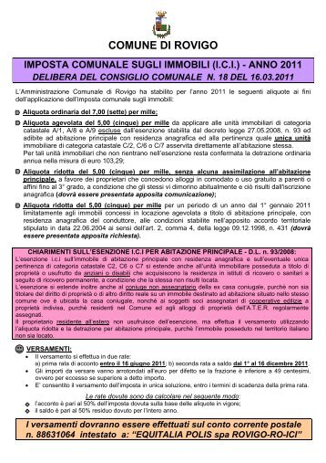 comune di rovigo imposta comunale sugli immobili (ici) - anno 2011 ...
