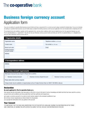 Business foreign currency account Application form - The Co ...