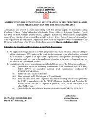 NOTIFICATION FOR CONDITIONAL REGISTRATION ... - Visva-Bharati