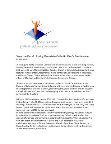 Save the Date! Rocky Mountain Catholic Men's Conference