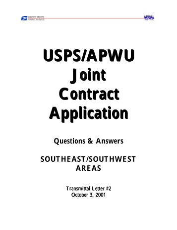 Southern Region USPS/APWU Joint Contract Application ...