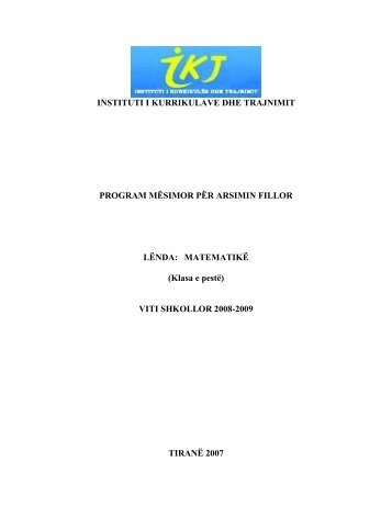 programi i lÃ«ndÃ«s: matematikÃ« - Instituti i Zhvillimit te Arsimit