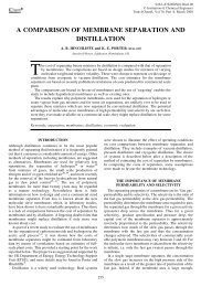 A COMPARISON OF MEMBRANE SEPARATION AND DISTILLATION