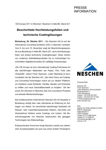 Beschichtete Hochleistungsfolien und technische ... - Neschen