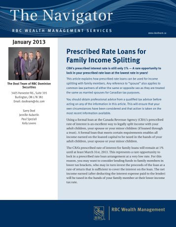 Prescribed Rate Loans for Family Income Splitting - FEI Canada