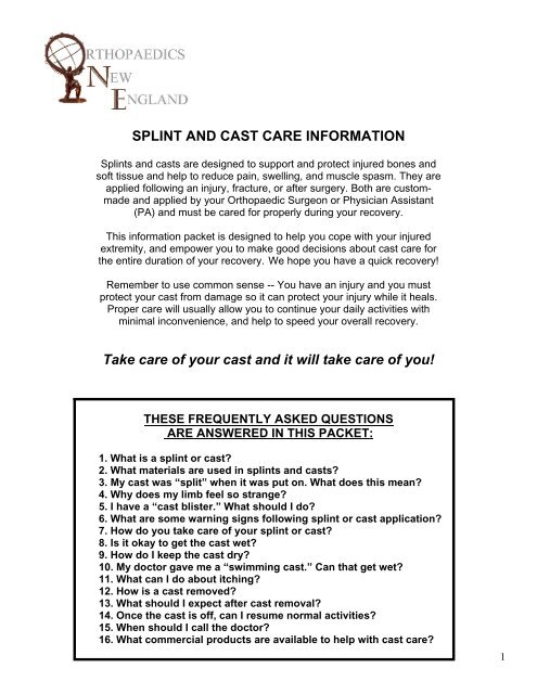 Care after Cast Removal, Patient Education