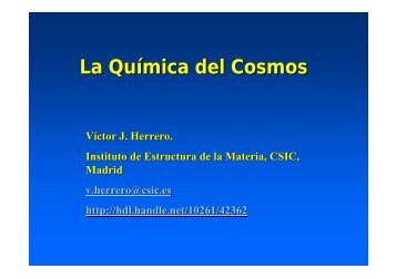 La QuÃ­mica del Cosmos - Instituto de Estructura de la Materia