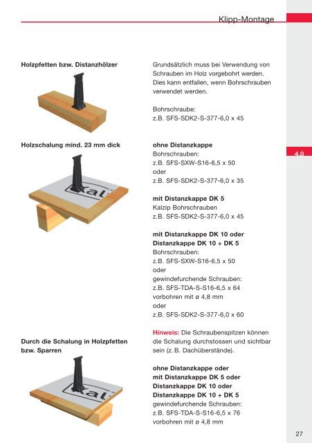 KalzipÂ® Montagerichtlinie