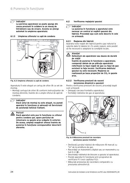 ecoTEC PLUS 65kW - instructiuni de instalare si intretinere ... - Vaillant