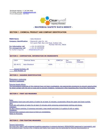 beta-Sitosterol-Material Safety Datasheet - clearsynth