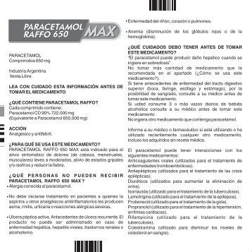 345070A PARACETAMOL 650 MAX PROSPECTO P2 - Raffo