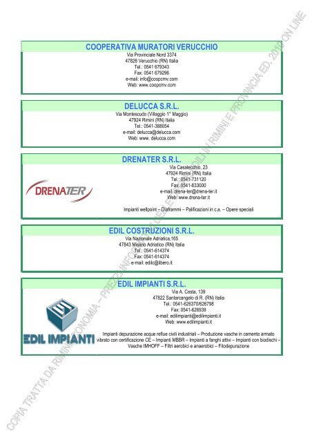 PREZZI INFORMATIVI DELLE IN RIMINI E PROVINCIA Edizione ...