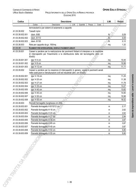PREZZI INFORMATIVI DELLE IN RIMINI E PROVINCIA Edizione ...
