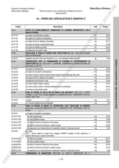 PREZZI INFORMATIVI DELLE IN RIMINI E PROVINCIA Edizione ...