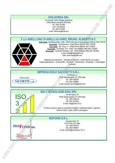 PREZZI INFORMATIVI DELLE IN RIMINI E PROVINCIA Edizione ...