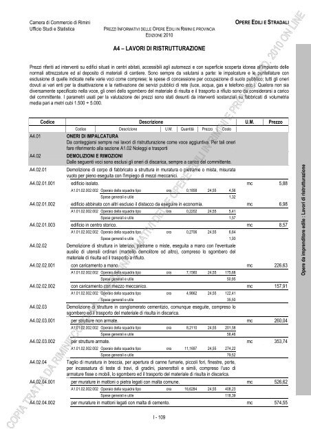 PREZZI INFORMATIVI DELLE IN RIMINI E PROVINCIA Edizione ...