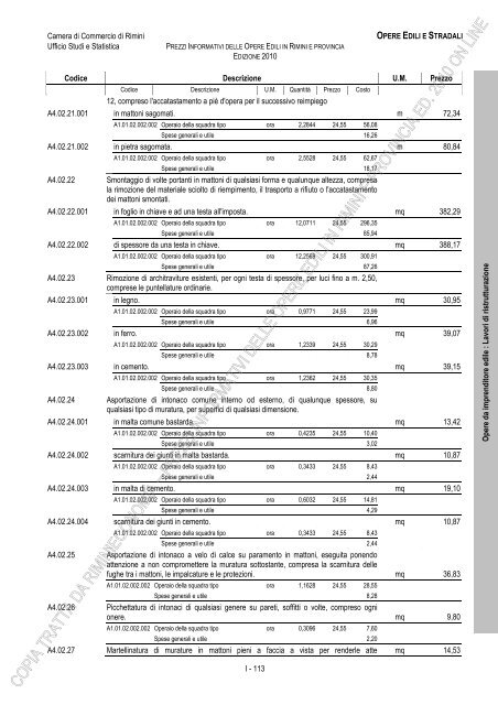 PREZZI INFORMATIVI DELLE IN RIMINI E PROVINCIA Edizione ...