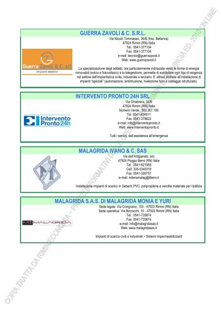 PREZZI INFORMATIVI DELLE IN RIMINI E PROVINCIA Edizione ...