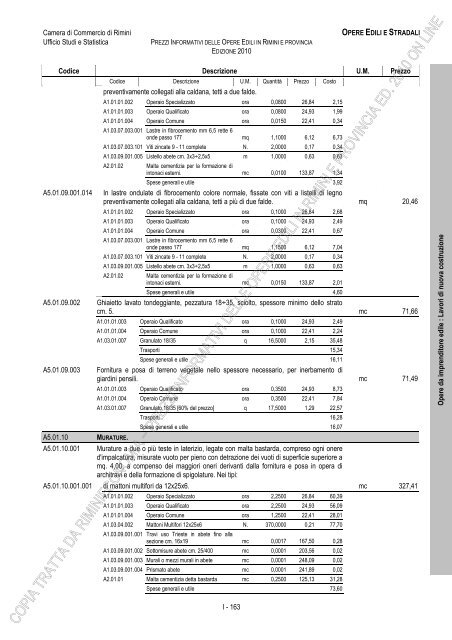 PREZZI INFORMATIVI DELLE IN RIMINI E PROVINCIA Edizione ...