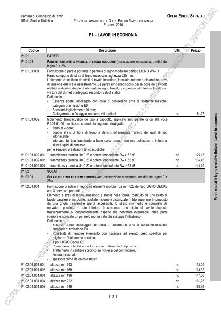 PREZZI INFORMATIVI DELLE IN RIMINI E PROVINCIA Edizione ...