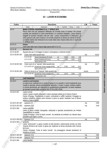 PREZZI INFORMATIVI DELLE IN RIMINI E PROVINCIA Edizione ...