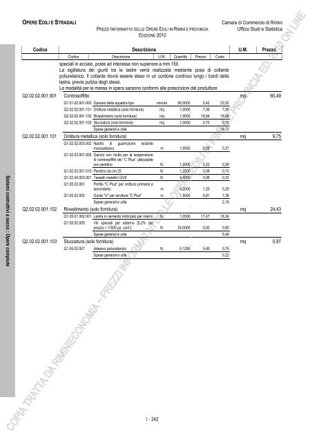 PREZZI INFORMATIVI DELLE IN RIMINI E PROVINCIA Edizione ...