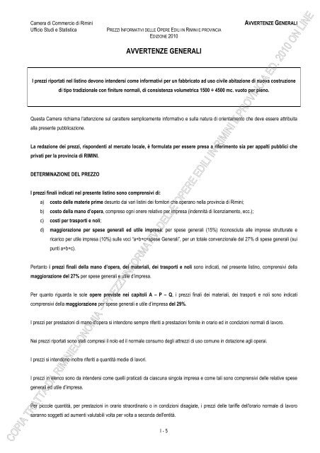 PREZZI INFORMATIVI DELLE IN RIMINI E PROVINCIA Edizione ...