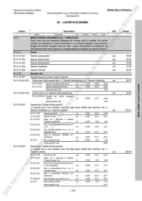PREZZI INFORMATIVI DELLE IN RIMINI E PROVINCIA Edizione ...