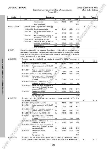 PREZZI INFORMATIVI DELLE IN RIMINI E PROVINCIA Edizione ...