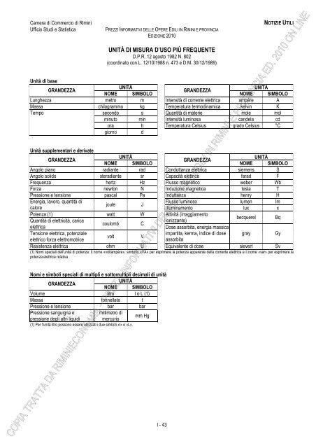 PREZZI INFORMATIVI DELLE IN RIMINI E PROVINCIA Edizione ...