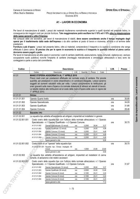 PREZZI INFORMATIVI DELLE IN RIMINI E PROVINCIA Edizione ...