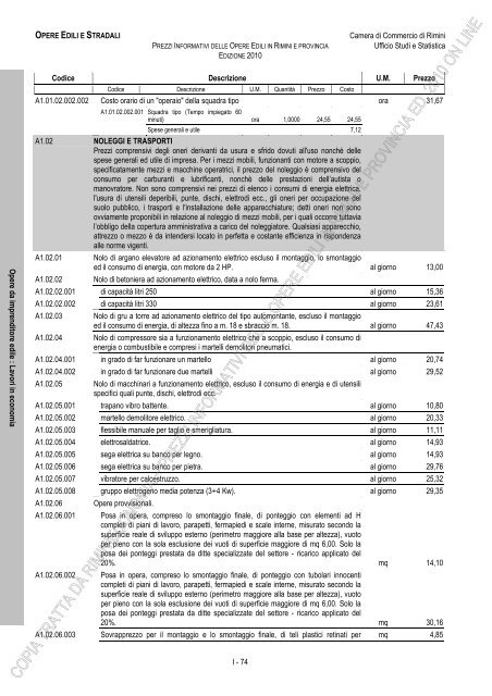 PREZZI INFORMATIVI DELLE IN RIMINI E PROVINCIA Edizione ...
