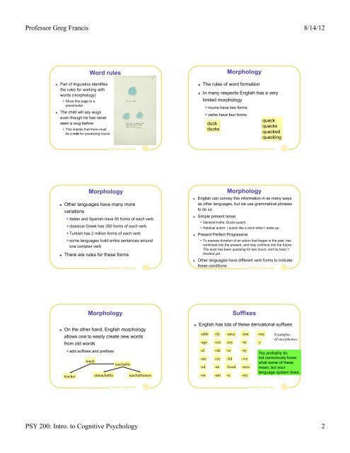 Introduction to Cognitive Psychology - Department of Psychological ...